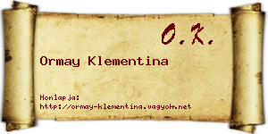 Ormay Klementina névjegykártya
